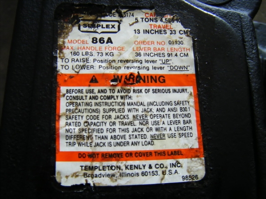 ขาย -แม่แรงเครื่องปั้นจั่นตอกเสาเข็ม SIMPLEX รุ่น86A สินค้าสหรัฐอเมริกา