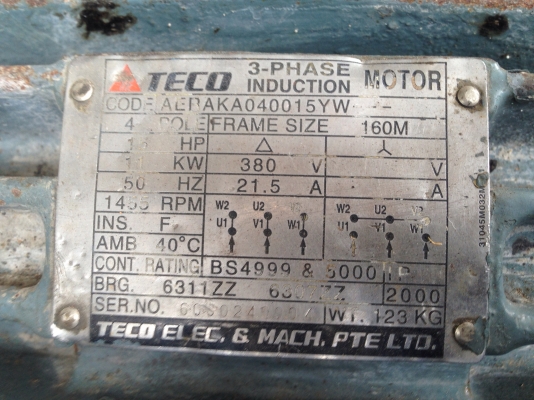 ขายมอเตอร์เกียร์ Teco 15HP. 380V อัตราทด 1:30 สภาพดี วิ่งนิ่ม พร้อมใช้งาน ขายมอเตอร์เกียร์ Teco 15HP. 380V อัตราทด 1:30 สภาพดี วิ่งนิ่ม พร้อมใช้งาน