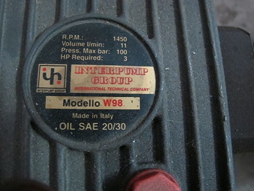 ขายมอเตอร์ปั๊มฉีดน้ำแรงดันสูงMODELLO W98แรงดัน100บาร์ ของอิตาลี่ ขายมอเตอร์ปั๊มฉีดน้ำแรงดันสูงMODELLO W98แรงดัน100บาร์ ของอิตาลี่