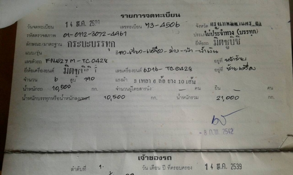 ขายรถบรรทุก 10 ล้อดัมพ์ MITSUBISHI FN527M-TC ราคา 550000