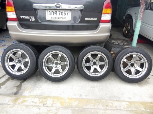 TE37 ขอบ 15 กว้าง 8 สีไฮเปอร์ พร้อมยางดันลอป