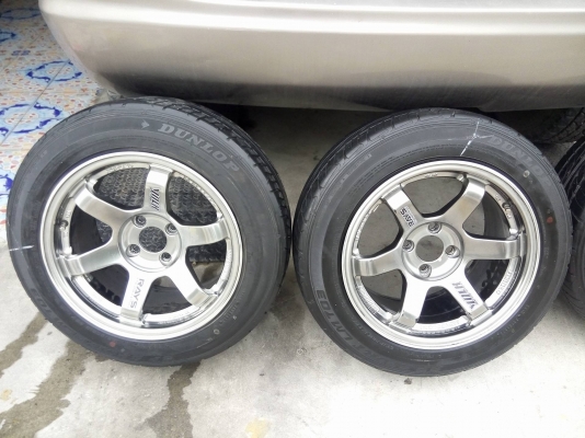 TE37 ขอบ 15 กว้าง 8 สีไฮเปอร์ พร้อมยางดันลอป