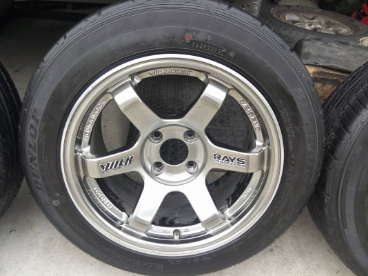 TE37 ขอบ 15 กว้าง 8 สีไฮเปอร์ พร้อมยางดันลอป