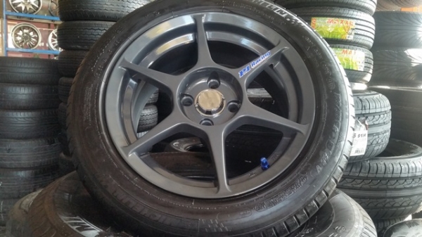 ขายล้อใหม่ P1 ขอบ15 4รู100 หน้า7 พร้อมยาง\%ปี14  4 ล้อ