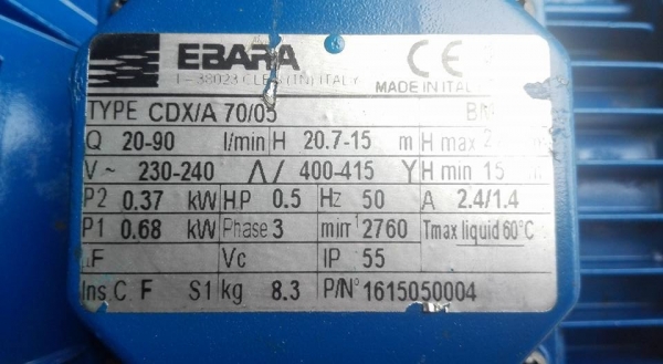 --SOLD--ปั้มน้ำหัวสแตนเลส EBARA ITALY ขนาด 0.5 HP 380V สภาพใหม่ 95\%ใสๆงานเดิมๆสีเดิมๆนุ่มทุกตัวมาเทสก่อนได้!!
