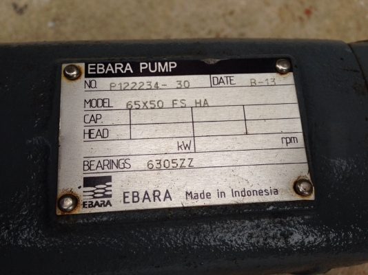 ขายหัวปั้มน้ำหอยโข่ง Ebara 65x50FSH ขนาดเข้า 2.5นิ้ว ออก 2นิ้ว ใบพัดทองเหลือง ของใหม่ไม่เคยใช้งานครับ