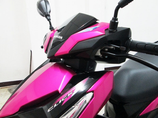 (โอนฟรี) ขาย All New Click 125 i Idling Stop ปี 2015 ไมล์แท้ 6646 กม ไฟหน้า LED เครื่องหัวฉีดประหยัดน้ำมัน สภาพสวยเดิมๆ มีกุญแจแท้ 2 ดอก สีชมพู ดำ
