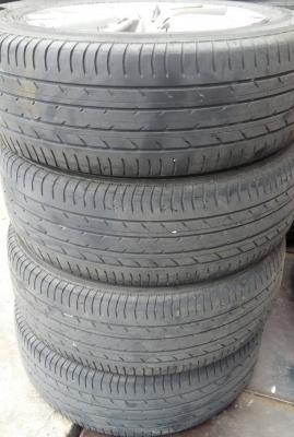 ล้อแม็กป้ายแดง new altis 16 5 รู 100 พร้อม ยาง Yogohama205 55r16 ยาง ปี 14