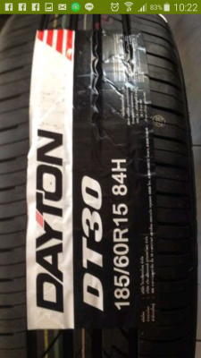 ยางยี่ห้อ daytonบิสโตน 185/60/15 เส้นล่ะ