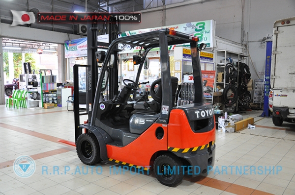 ขายรถโฟล์คลิฟท์มือสอง TOYOTA รุ่น  8FD15-20149 ราคา 335,000 บาท นำเข้าจากประเทศญี่ปุ่น 100\% ไม่เคยใช้งานในไทย