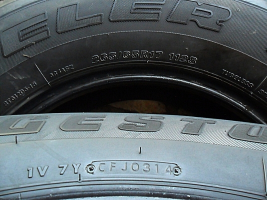 ยาง17กระบะสูง บริดสโตน265-65-R17ลงพื้นปลายปี14 (4เส้น4,800)