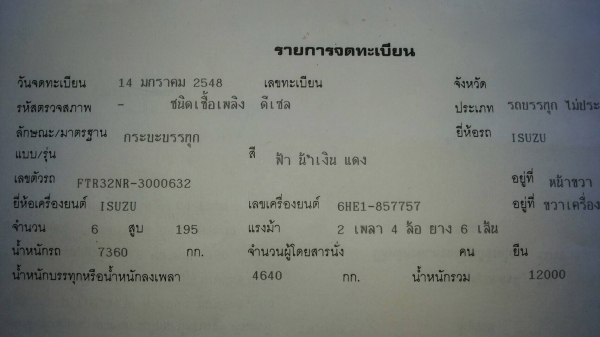 รถอีซูซุ 6 ล้อ รั้ว ( ไม่ดั้ม ) FVM 195 แรงม้า. ปี 48. , ( ร็อกกี้ แท้. ) สนใจติดต่อ 081 - 6079515 รถอีซูซุ 6 ล้อ รั้ว ( ไม่ดั้ม ) FVM 195 แรงม้า. ปี 48. , ( ร็อกกี้ แท้. ) สนใจติดต่อ 081 - 6079515