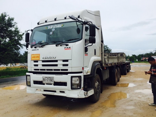 ขายรถพ่วงพื้นเรียบ Isuzu เครื่อง 360 แรง ปี 51 พื้นเรียบแม่ลูก ลูก 7 เมตร ทะเบียนพร้อม