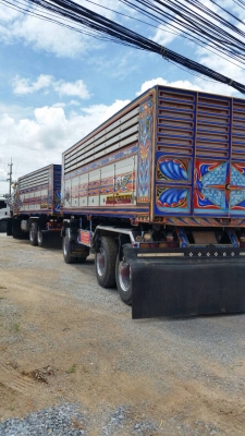 ขายรถพ่วง HINO เครื่อง 344 แรง แม่ปี 55 ลูกปี 59 ลูก 3 เพลาแท้ยาว 6.80 เมตร กระบะอู่พงษ์ไพบูลย์บ้านโป่ง ยาง 80\% ทะเบียนพร้อม