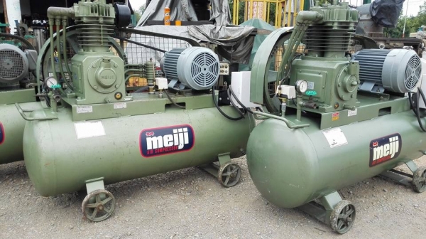 ** SOLD ** ปั้มลมญี่ปุ่นมือหนึ่ง Meiji JAPAN 7.5 HP 230 L. 380V. ของใหม่ลงจากตู้ 100\% ยังไม่เคยใช้งานเสียงนุ่มมาเทสก่อนได้!!