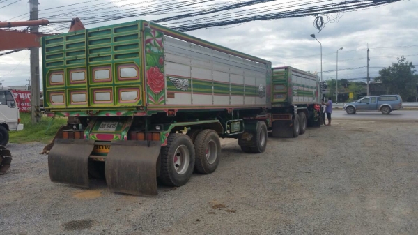 ขายรถพ่วงดัมพ์ Hino เครื่อง 320 แรง แม่ปี 46 ลูกปี 56 ดัมพ์มิเนียมอู่เปี๊ยกบ้านโป่ง ลูก 3 เพลาแท้ ยาว 6.80 เมตร