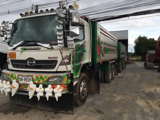 ขายรถพ่วงดัมพ์ Hino เครื่อง 320 แรง แม่ปี 46 ลูกปี 56 ดัมพ์มิเนียมอู่เปี๊ยกบ้านโป่ง ลูก 3 เพลาแท้ ยาว 6.80 เมตร