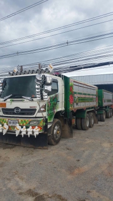 ขายรถพ่วงดัมพ์ Hino เครื่อง 320 แรง แม่ปี 46 ลูกปี 56 ดัมพ์มิเนียมอู่เปี๊ยกบ้านโป่ง ลูก 3 เพลาแท้ ยาว 6.80 เมตร