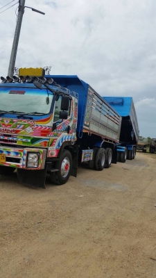 ขายรถพ่วงดัมพ์ ISUZU เครื่อง 300 แรง ปี 52 กระบะดัมพ์มิเนียม ลูก 3 เพลาแท้