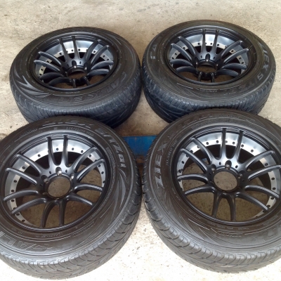 ล้อแม็กใหม่แกะกล่อง ขอบ 18" 6 รู 139 หน้า 9.5 หลัง 10.5 พร้อมยาง Falken 265 60 18