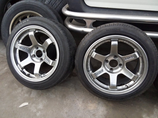 TE37 ขอบ 15 กว้าง 8 สีไฮเปอร์ พร้อมยาง 195 50 15 ปี 15 ดอกสด