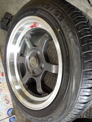 TE37 ขอบ 15 กว้าง 8 พร้อมยาง GT ดอกเต็มขนยางยังอยู่