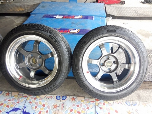 TE37 ขอบ 15 กว้าง 8 พร้อมยาง GT ดอกเต็มขนยางยังอยู่