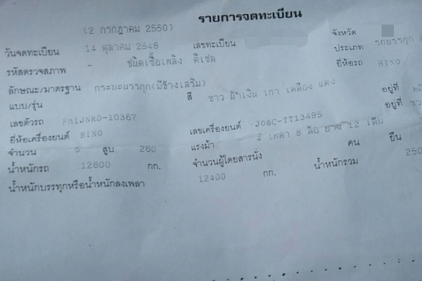 ขาย HINO 260 พ่วงแม่ลูก กระบะเนียมคอกเกษตรดั๊ม อู่ ซุนชัย รถปี 46