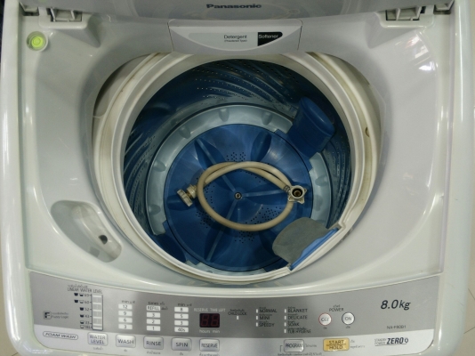 เครื่องซักผ้า อัตโนมัติ ฝาบน Panasonic 8 กิโล รุ่น NA-F80B1 สีขาว สภาพดี มีสายน้ำเข้า