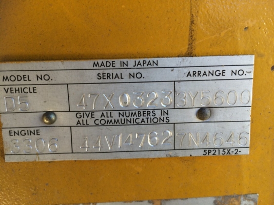 CAT D5B SN: 47X0323 ใช้งาน 5168 ชม. นำเข้าจากญี่ปุ่น ไม่เคยใช้งานในไทย ถึงไทยแล้วครับ