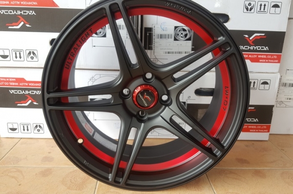 ขายล้อใหม่ YACHIYODA ขอบ17 LW-07 (ดำคลิปแดง) 4รู100