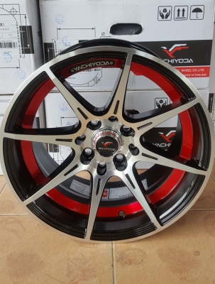 ขายล้อใหม่ YACHIYODA ขอบ15 (หน้าเงาคลิปแดง) 4รู 100/114