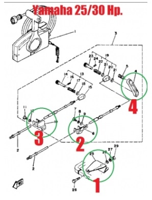 ล๊อคสายคอนโทรล Yamaha 25/30 /ลูกยางปั๊มน้ำ 25-50hp