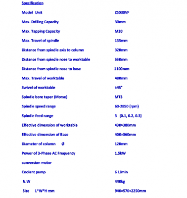 ด่วนลดราคาสุด ๆค่ะ* สว่านแท่นเจาะและต๊าปเกลียว( Milling M20)ตั้งพื้นออโต 2 ระบบในเครื่องเดียวจากไต้หวัน M20 ไฟ380ยี่ห้อDHXMC-VERTEXรุ่นZ5030VF.