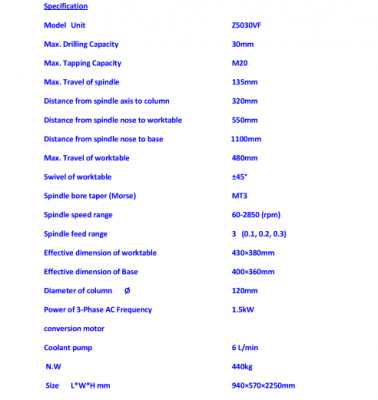 ด่วนลดราคาสุด ๆค่ะ* สว่านแท่นเจาะและต๊าปเกลียว( Milling M20)ตั้งพื้นออโต 2 ระบบในเครื่องเดียวจากไต้หวัน M20 ไฟ380ยี่ห้อDHXMC-VERTEXรุ่นZ5030VF.