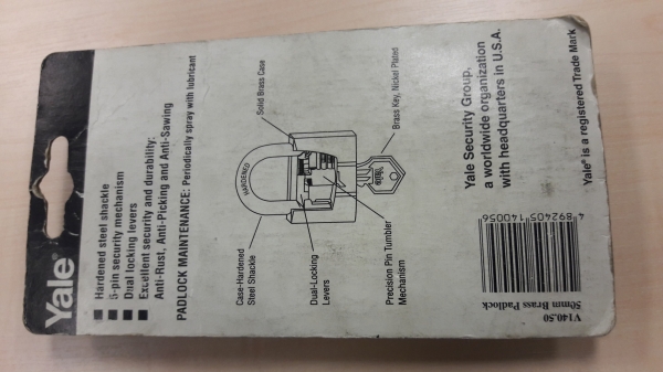 ขายแม่กุญแจYALE made in USA.ทองเหลือง ขนาด50 mm.เก่าเก็บ