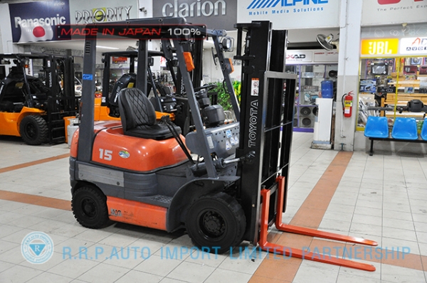 ขายรถโฟล์คลิฟท์มือสอง TOYOTA รุ่น 6FG15-31218 ราคา 175,000 บาท นำเข้าจากประเทศญี่ปุ่น 100\% ไม่เคยใช้งานในประเทศไทย