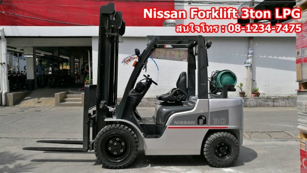 ขายNissan Forklift 3ตัน รุ่น1F เสา4เมตร เกียร์ออโต้ เครื่องK21LPG