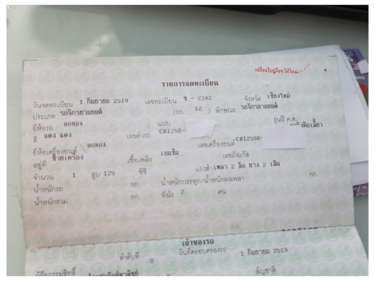 Honda CB125s ทะเบียนเต็ม60 ไม่ขาดต่อ