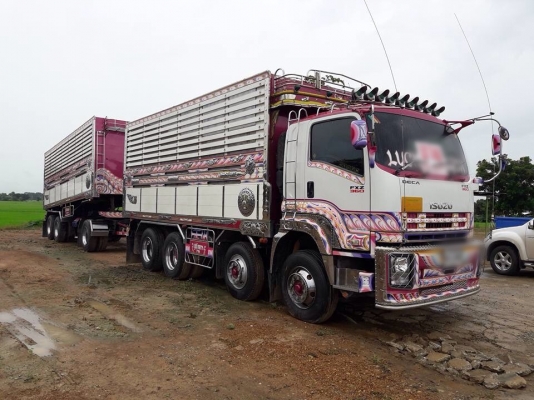 ขายรถพ่วงดัมพ์ 24 ล้อ ISUZU เครื่อง 360 แรง ปี 55  ดัมพ์มิเนียมแม่ลูก แม่ 12 ล้อ ลูก 3 เพลาแท้ ทะเบียนพร้อม