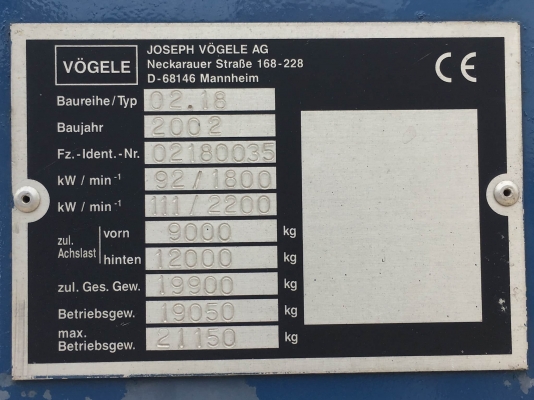 รถปูยาง 8 เมตร Vogele S1903 ปี2002 สต็อกนำเข้าจากญี่ปุ่น โทร. 080-6565422 (หนิง)