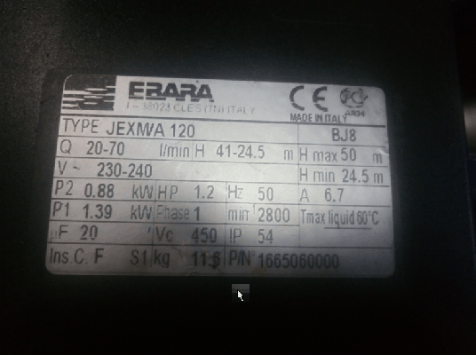 ขายปั้มน้ำหัวสแตนเลส EBARA MADE IN ITALY MODEL. JEXM/A 120 1.2HP 1PHASE.(ไฟ220V) ขายปั้มน้ำหัวสแตนเลส EBARA MADE IN ITALY MODEL. JEXM/A 120 1.2HP 1PHASE.(ไฟ220V)