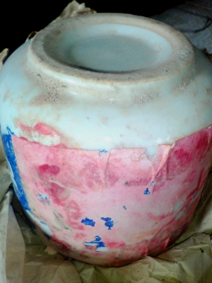 กระถางธูปกระเบื้องลายมังกร งานเก่าจีน