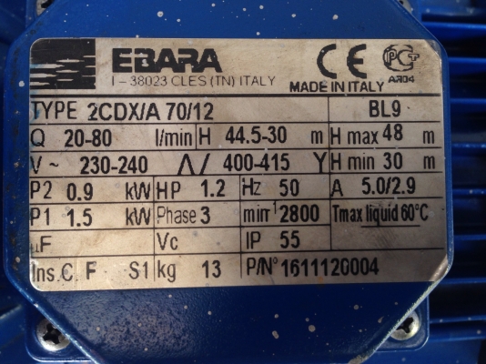 ขายปั้มน้ำหอยโข่งหัวปั้มสแตนเลส รุ่นแรงดันสูง ใบพัด 2ชั้น Ebara 1.2HP. 380V สภาพสวยมาก วิ่งนิ่มเดิมๆ พร้อมใช้งาน ขายปั้มน้ำหอยโข่งหัวปั้มสแตนเลส รุ่นแรงดันสูง ใบพัด 2ชั้น Ebara 1.2HP. 380V สภาพสวยมาก วิ่งนิ่มเดิมๆ พร้อมใช้งาน