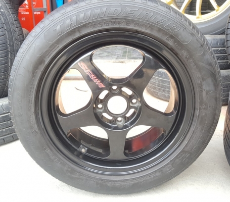 ขายล้อSPOON 15 4รู100 หน้า6.5 ET38 พร้อมยาง 4 ล้อ