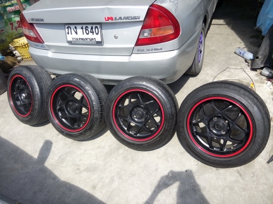 แม็ก D speed ขอบ 15 กว้าง 8 ใส่ 4 รู 100 พร้อมยาง