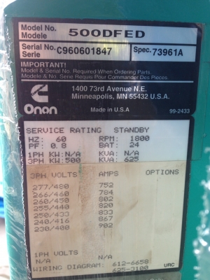 เครื่องกำเนิดไฟฟ้า CUMMINS K-19 / 625KVA เครื่องกำเนิดไฟฟ้า CUMMINS K-19 / 625KVA