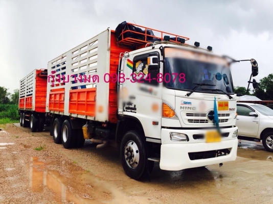 ขายรถพ่วงไม่ดัมพ์ HINO เครื่อง 344 แรง ธค.56 กระบะสามมิตรไม่ดัมพ์ ลูก 3 เพลา ยางดี รถสวยพร้อมใช้งาน