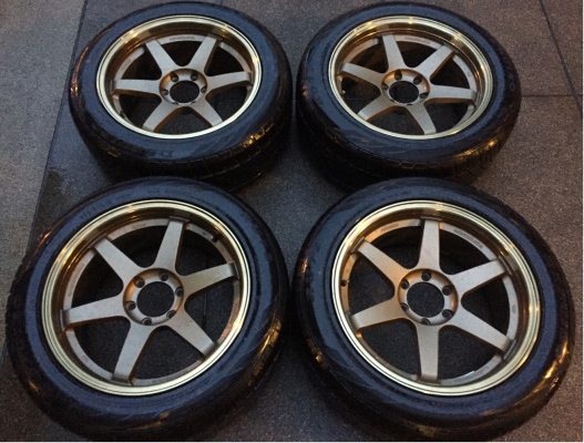 ล้อ Volk TE37 ขอบ20 ก้านตรง สภาพสวย ไม่มีซ่อม 6รู139 พร้อมยาง 265 50 20 ปลายปี15 ดอกเต็ม ใช้งานน้อย ราคาไม่แพง