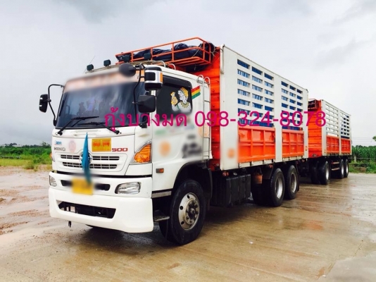 ขายรถพ่วงไม่ดัมพ์ HINO เครื่อง 344 แรง ธค.56 กระบะสามมิตรไม่ดัมพ์ ลูก 3 เพลา ยางดี รถสวยพร้อมใช้งาน